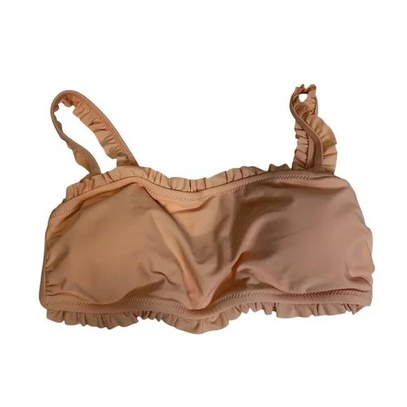 CUPSHE Ruffle Bandeau Bikini With High Waisted Bottom NWT SM Peach Black White - Picture 8 of 17